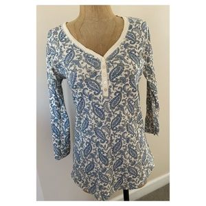 NWT Chaps Paisley 3/4 Sleeve Top